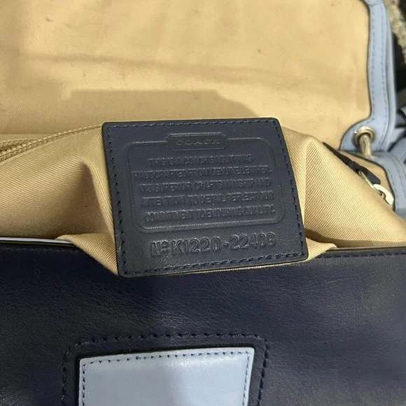 Coach Willis Legacy Archive Navy and Light Blue Leather Crossbody Shoulder Bag - Picture 5 of 8